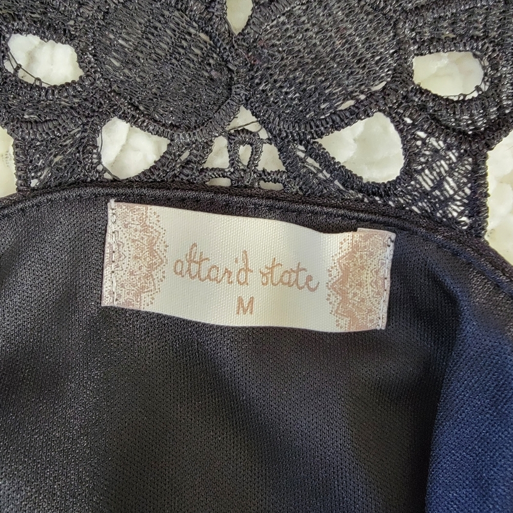 Altar'd State Black Crochet Cutout Butterfly Back A Line Short Dress Size M - Picture 10 of 13